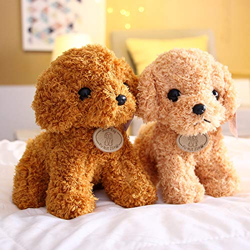 ZIEM Venta al por Mayor de simulación de Perro de Peluche de Juguete de Peluche muñeca Cachorro muñeca de Perro Lindo caniche para Enviar a los niños Regalo de Agarre TeddyDog-Beige 25cm