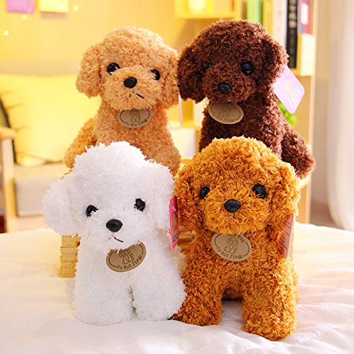 ZIEM Venta al por Mayor de simulación de Perro de Peluche de Juguete de Peluche muñeca Cachorro muñeca de Perro Lindo caniche para Enviar a los niños Regalo de Agarre TeddyDog-Beige 25cm