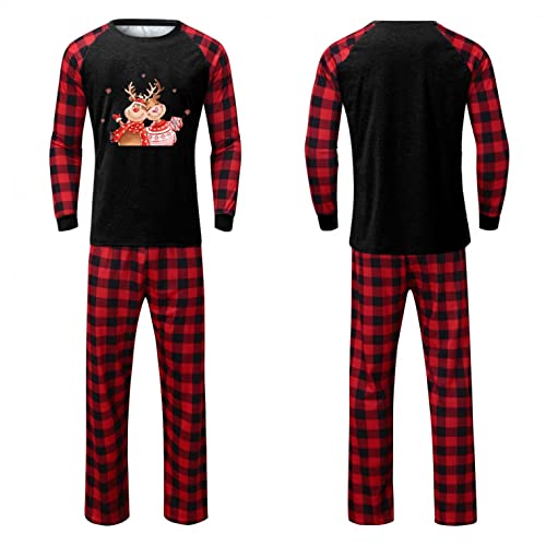 Zilosconcy Pijama familiar de Navidad, algodón, cuello redondo, manga larga, pijama navideño, juego de pijamas de Navidad, juego de pijamas de ciervo, de forro polar, sudadera familiar, O, S