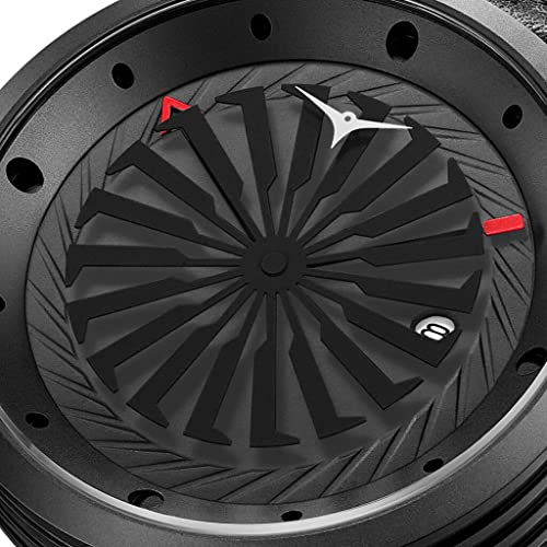 ZINVO Blade Phantom - Reloj de pulsera para hombre con movimiento automático, correa de piel negra y caja de acero inoxidable negro mate