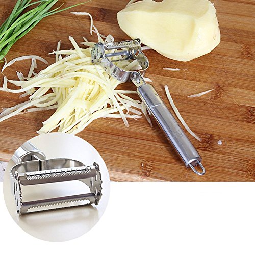 ZZM Rebanador de peladoras Julienne y Vegetales Dual Ultra Sharp de Acero Inoxidable - Herramienta increíble para Hacer deliciosas ensaladas y Fideos de Verduras