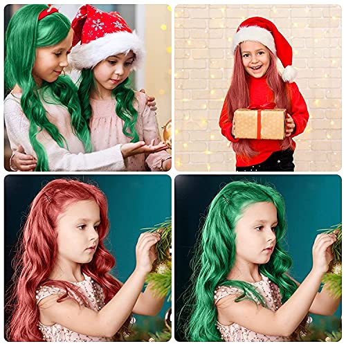 10 Piezas Peine de Tiza para el Pelo para Niñas y Niños, de Color Brillante Temporal para Regalos de Edad 5+ Lavable Tinte para el Pelo para Cumpleaños Cosplay Fiesta(Rojo + Verde)