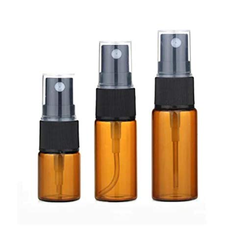 12 piezas de botellas de spray de vidrio ámbar con spray fino, cubierta transparente negra, para perfume, maquillaje, agua pura, cosméticos, contenedor de almacenamiento