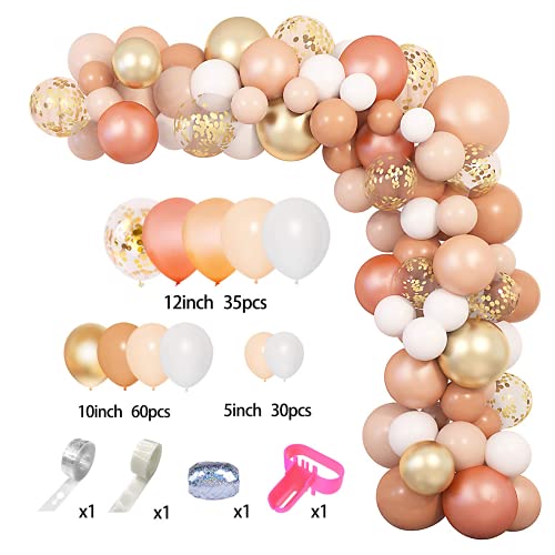 129 Piezas Oro Rosa Globos Guirnalda Arco Kit Mujeres Cumpleaños Bodas Fiesta Naranja Decoracion Niña Baby Shower Globos Albaricoque Blanco Champán Metálicos Confeti Dorado Globos