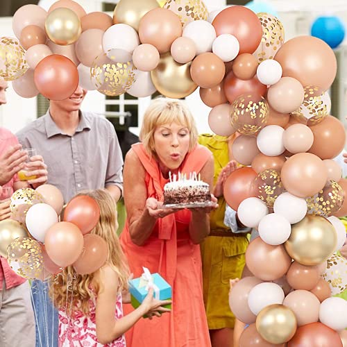 129 Piezas Oro Rosa Globos Guirnalda Arco Kit Mujeres Cumpleaños Bodas Fiesta Naranja Decoracion Niña Baby Shower Globos Albaricoque Blanco Champán Metálicos Confeti Dorado Globos