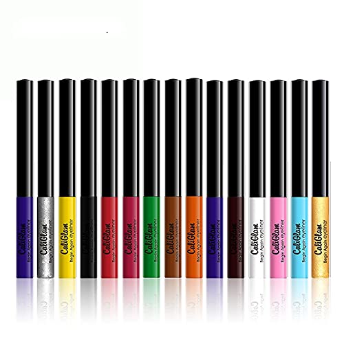 15 colores Neon Eyeliner Pen Agua Mate A prueba de manchas Colorido Lápiz Delineador de ojos líquido Brillo Arco iris Delineadores de ojos de alta precisión Set Maquillaje de ojos de secado rápido