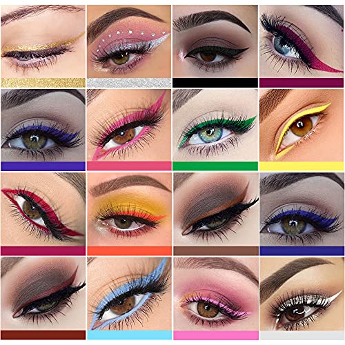 15 colores Neon Eyeliner Pen Agua Mate A prueba de manchas Colorido Lápiz Delineador de ojos líquido Brillo Arco iris Delineadores de ojos de alta precisión Set Maquillaje de ojos de secado rápido