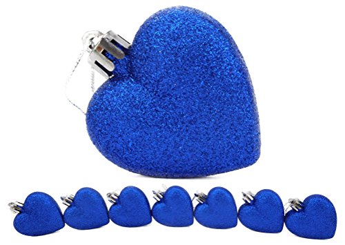 16 x 60 mm Azul Real del corazón del Brillo en Forma de árbol de Navidad de Las chucherías