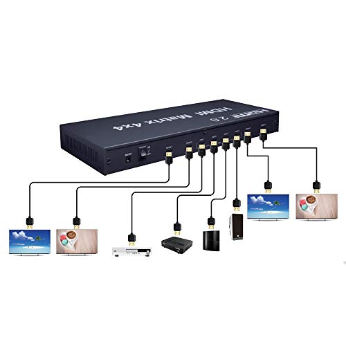 2.0 HDMI Matrix 4x4 4K @ 60Hz RGB/YUV 4：4：4 Switch Splitter 4 Entradas 4 Salida a través de RS232 o IR Remoto