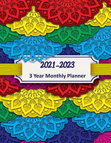 2021-2023 3 Year Monthly Planner: Colorful Mandala Bohemian Monthly Calendars 8.5x11 With Contact List, Birthday Reminder, Password Log and Notes to ... Boho Cover is Perfect for Women and Teens