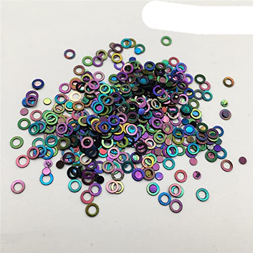 20g Transparente Brillante 3-5mm Mix Star Heart Ciruela Lentejuelas sueltas Pailletters para manicura de uñas / costura / decoración de bodas Confet-Dual Circle AB Black