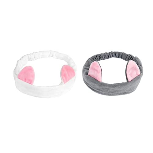 2pcs maquillaje diadema duele de ducha mullido jeatures de ducha con orejas de gato mujeres pelo cosmético