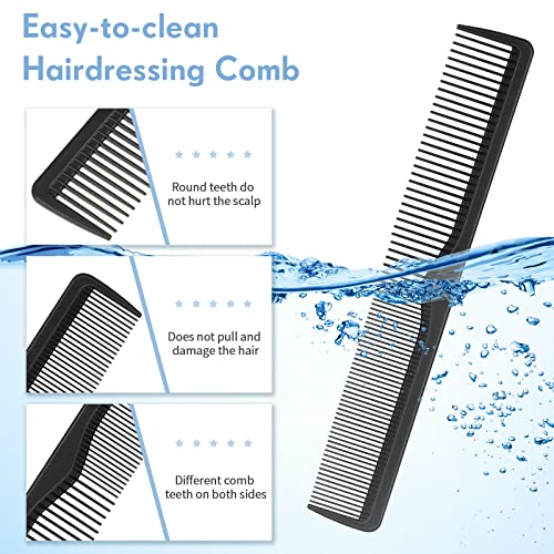 3 Paquetes Peines de Fibra de Carbono Peine de Corte Antiestático Negro Peine Profesional de Peluquería de Dientes Finos y Anchos para Mujeres Niños Todo Tipo de Cabello 7,28 x 1,18 Pulgadas