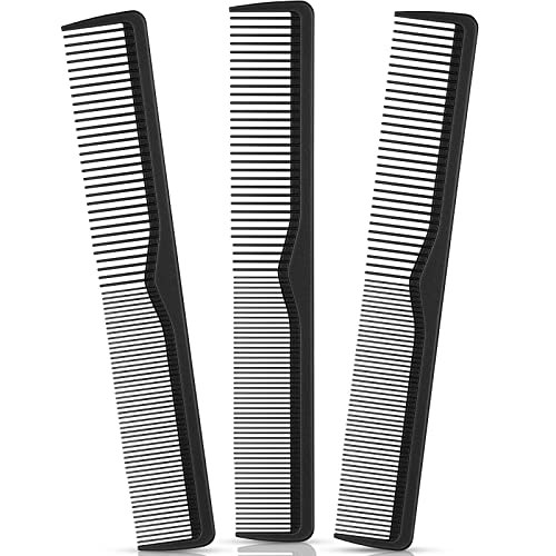 3 Paquetes Peines de Fibra de Carbono Peine de Corte Antiestático Negro Peine Profesional de Peluquería de Dientes Finos y Anchos para Mujeres Niños Todo Tipo de Cabello 7,28 x 1,18 Pulgadas