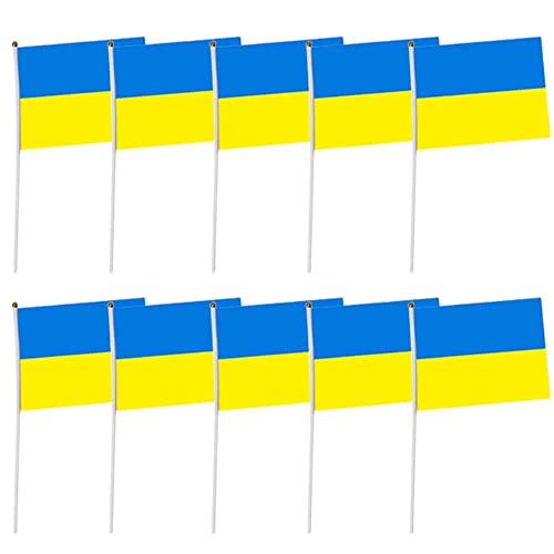 5uds bandera de Ucrania, bandera de Ucrania que agita la mano bandera de 14*21CM