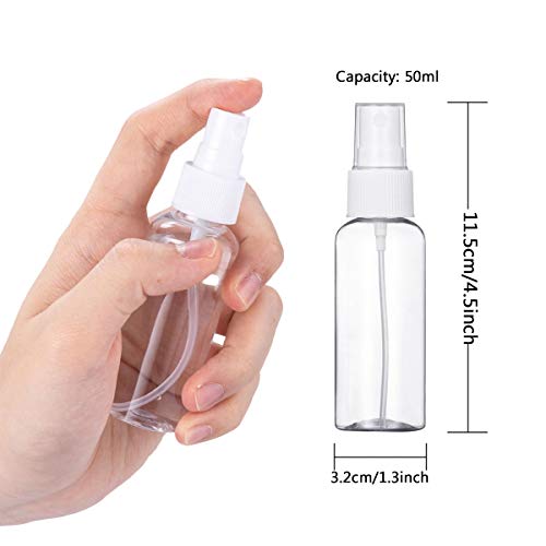 6 Piezas 50ml Bote Spray Botellas Vacía de Plástico Atomizadores Transparentes Contenedor de Pulverizador, Blanco