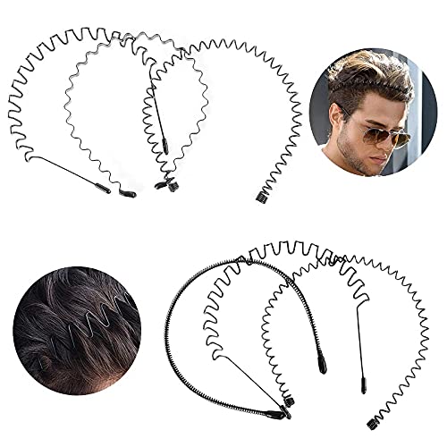 6 Piezas Diademas de Metal,Unisex Elástico Primavera Ondulado Deportes Pelo Aro Banda Niña Hombres ,Spring Wave diadema para el cabello Aro para hombres y mujeres