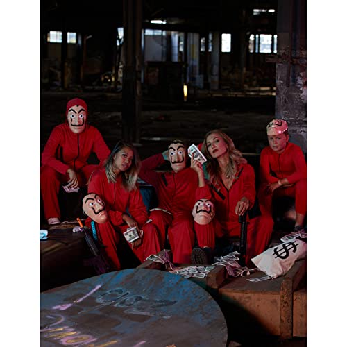 Acan Disfraz mono rojo válido para disfrazarse de varias series/películas conocidas. El juego del calamar, la casa de papel. Unisex de distintas medidas (L)