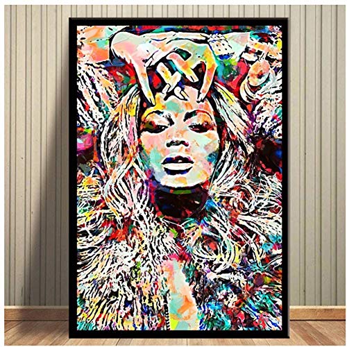 ad Beyonce Acuarela Arte Pop Star Carteles e Impresiones Lienzo Pintura Imágenes en la Pared Resumen Decoración Decorativa para el hogar Plakat -50x70cm Sin Marco