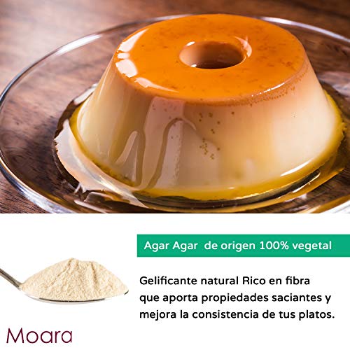 Agar agar en polvo - Ideal para cocinar, sustituto vegano de la gelatina - Producto natural 100g. Envase Doypack zip