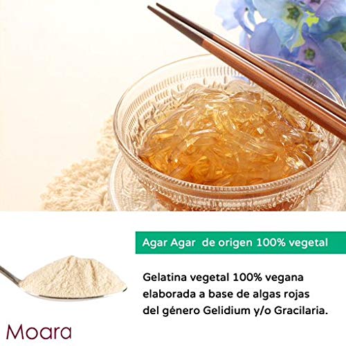 Agar agar en polvo - Ideal para cocinar, sustituto vegano de la gelatina - Producto natural 100g. Envase Doypack zip