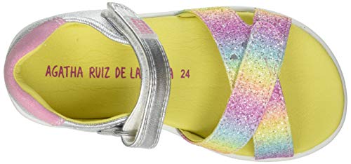 Agatha Ruiz de la Prada 212903-B, Sandalia Niñas, Plata (Soleil), 22 EU