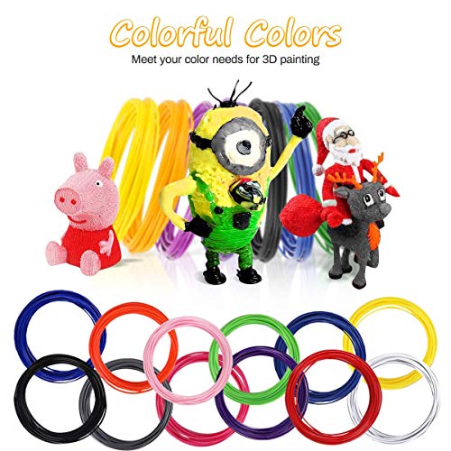 AGPTEK Filamento PLA para Pluma de 3D, 12 Colores 3D Pen Filamento 1.75MM (5 M por Color, Total 197 Pies/ 60M)