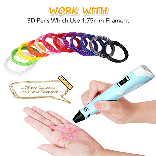 AGPTEK Filamento PLA para Pluma de 3D, 12 Colores 3D Pen Filamento 1.75MM (5 M por Color, Total 197 Pies/ 60M)