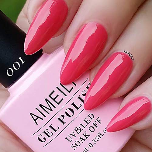 AIMEILI Esmaltes Semipermanentes de Uñas en Gel UV LED Soak Off, Esmaltes de Uñas - Tropix Tropical Punch (001) 10ml