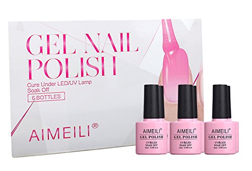 AIMEILI Kit de Esmalte Semipermanente Para Uñas Esmaltes de Uñas Esmaltes en Gel Uñas UV LED Pintauñas Permanente Glitter Set de Regalo Soak Off Manicura Colores De La Mezcla Set 6 X 10ml - Set 4