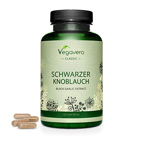 Ajo Negro Vegavero® | Alta dosis 6000 mg & 100% libre de aditivos | Antioxidante + Hipertensión Arterial | Testado en laboratorio | Extracto 10:1 | Vegano | 120 Cápsulas