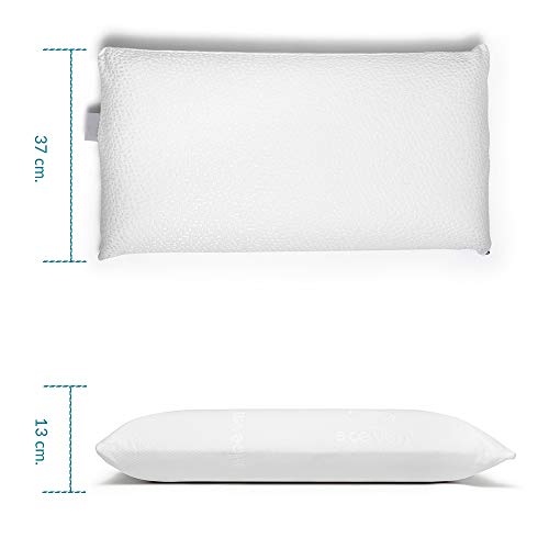 Almohada Viscoelástica Lavander con Doble Funda,135cm, Transpirable, Antiácaros, Termoregulable, Firmeza Media, Ergonómica, Perfecta Adaptabilidad a Cuello y Cabeza, Tejido Strech. Fabricada en España