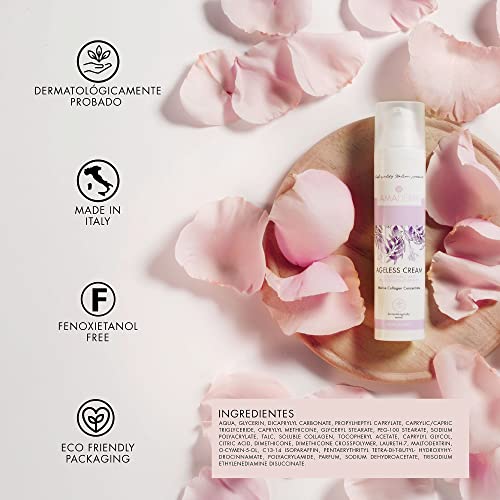 AMADERM Ageless Cream 50ml | Crema Facial Antiarrugas y Antiedad Mujer Más de 35 | MADE IN ITALY Colágeno Marino, Vitamina E, Péptidos | FENOXIETANOL FREE