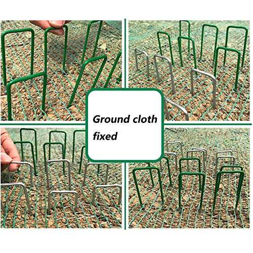 Anclajes de tierra acero inoxidable antioxidante, anclajes suelo para jardín, piquetas, en U, estables con 8 discos tope control malezas, fieltro valla camping, 3 mm, 30 unidades
