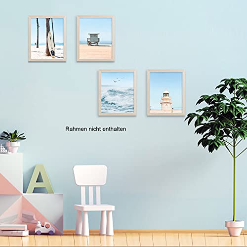 ANHUIB pósteres modernos de playa azul para salón, imagen del mar elegante, póster océano para niños, niñas, dormitorio, oficina, habitación infantil, pasillo, decoración de pared,sin marco,20 x 25 cm