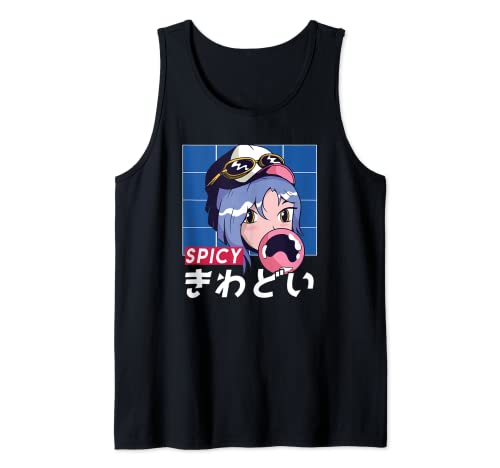 Anime Gamer Chicas anime chica picante japonés kanji Camiseta sin Mangas