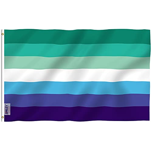 Anley Fly Breeze Bandera MLM Vincian Pride de 3 x 5 pies - Colores vivos y a prueba de decoloración - Cabecera de lona y doble costura - Banderas LGBT de hombres que aman a los hombres, poliéster