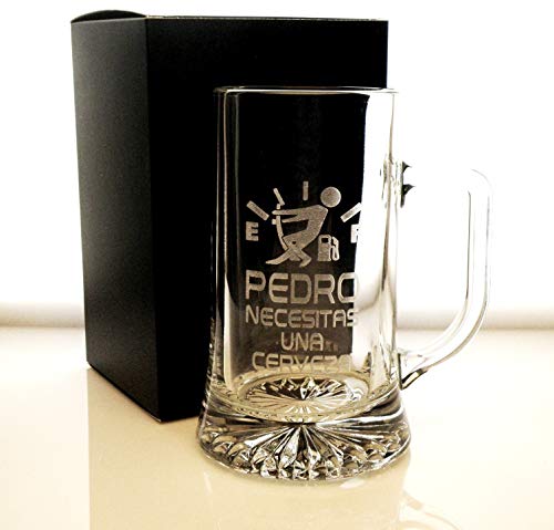 Arte-Deco Jarra DE Cerveza Stern GRABADA Y Personalizada con DISEÑO Nivel Cerveza para Hombre Y Mujer. UN Regalo Original Y Divertido para SORPRENDER A LA Persona Que VA DIRIGIDA