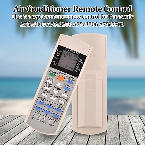 ASHATA Mando a Distancia de Repuesto para Aire Acondicionado,Control Remoto para Panasonic Air Conditioner A75c3300/A75c3208/A75c3706/A75c3708