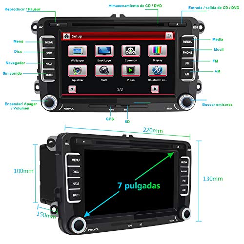 AWESAFE Radio Coche 7 Pulgadas con Pantalla Táctil 2 DIN para Volkswagen, Autoradio para VW Passat Transporter Polo Seat Altea Skoda Jetta Touran Caddy Sharan y Muchos Modelos de VW