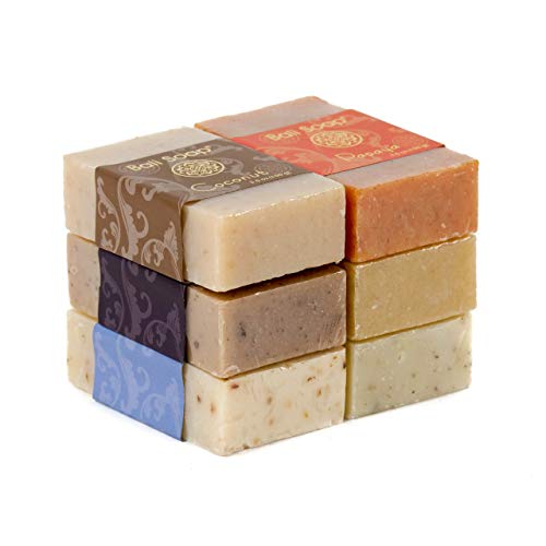 Bali Soap - Juego de regalo de barra de jabón natural, jabón facial o corporal, paquete de 6 jabones variados (coco, papaya, vainilla, limoncillo, jazmín, ylang-ylang) 3,5 oz cada uno