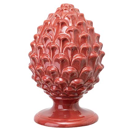 Baroni Home Piña siciliana colorida, piña decorativa de porcelana pintada a mano (L, rojo)