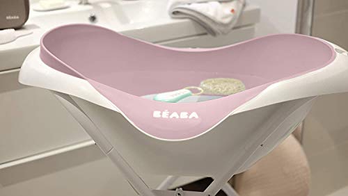 BÉABA Bañera para Bebé, Antideslizante y Cómoda, Ergonómica y Multifunción, Material Suave, Tapón de vaciado, Camélé'O, Fabricada en Francia, Rosa