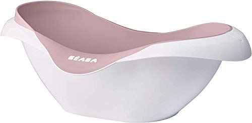 BÉABA Bañera para Bebé, Antideslizante y Cómoda, Ergonómica y Multifunción, Material Suave, Tapón de vaciado, Camélé'O, Fabricada en Francia, Rosa