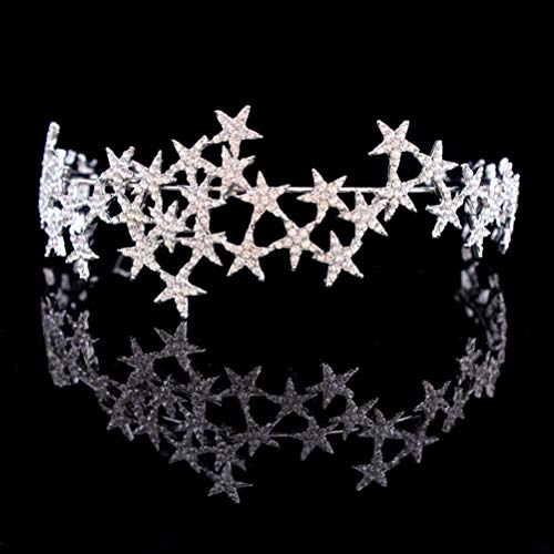 Beaupretty Accesorios para el Cabello de la Boda Novia Elegante Boda Cristal Rhinestone Estrella Corona joyería para el Cabello Accesorios para el Cabello Tiara