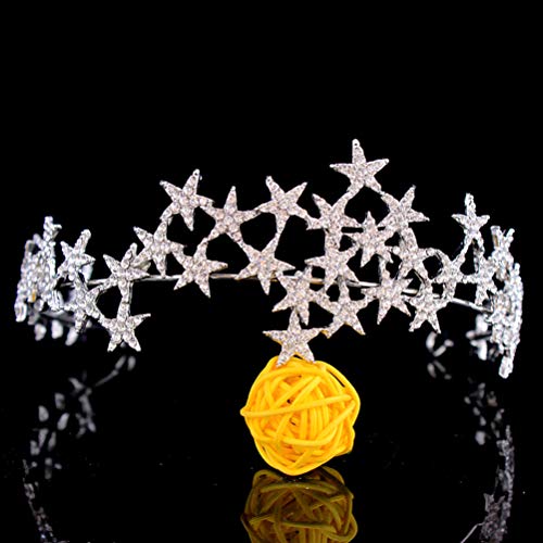 Beaupretty Accesorios para el Cabello de la Boda Novia Elegante Boda Cristal Rhinestone Estrella Corona joyería para el Cabello Accesorios para el Cabello Tiara