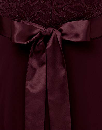 Berylove Mujer Vestido Corto de cóctel Top Falda de Encaje Columpio de Gasa para Boda de Bola BLP7005Burgundy XL