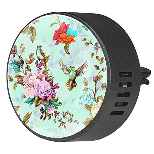 BestIdeas 2 clips de ventilación para coche con diseño de pájaros ruiseñores con lirio, rosas y amapolas, fragancia Frangipani difusor de aceites esenciales