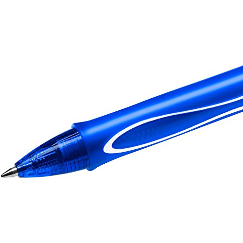 BIC Gel-ocity Quick Dry Boligrafos Retráctil de Gel Punta Media (0,7mm), Óptimo para Uso Escolar y de Oficina , Azul, Paquete de 12 Unidades