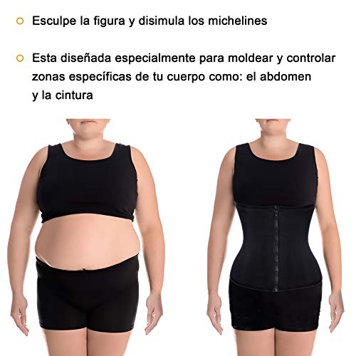 Bingrong Fitness Faja Cintura Entrenador con Cremallera Faja Corset Fajas Reductoras Mujer Fajas Deporte Mallas Neopreno Waist Trainer Abdomen Faja Lumbar Moldeadora Bustier (Negro, Small)